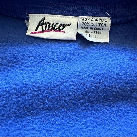 Retro 90s Athco Blue Red Black Colorblock Full Zip Sweatshirt - Men L - Picture 5 of 6